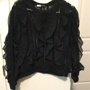 New with tags Woven top black, see through with ruffles, size XL.